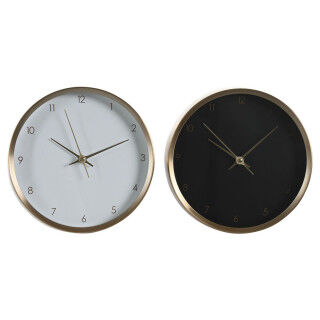 Table clock DKD Home Decor White Black Golden Lady (2 Units)