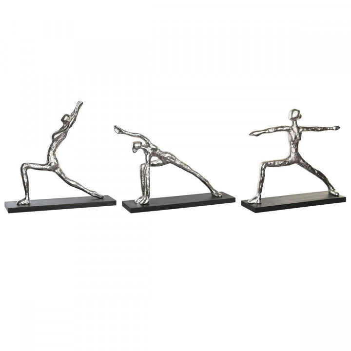 Decoratieve figuren DKD Home Decor 33 x 10 x 35 cm Zilverkleurig Zwart Indiaas Yoga (3 Stuks)
