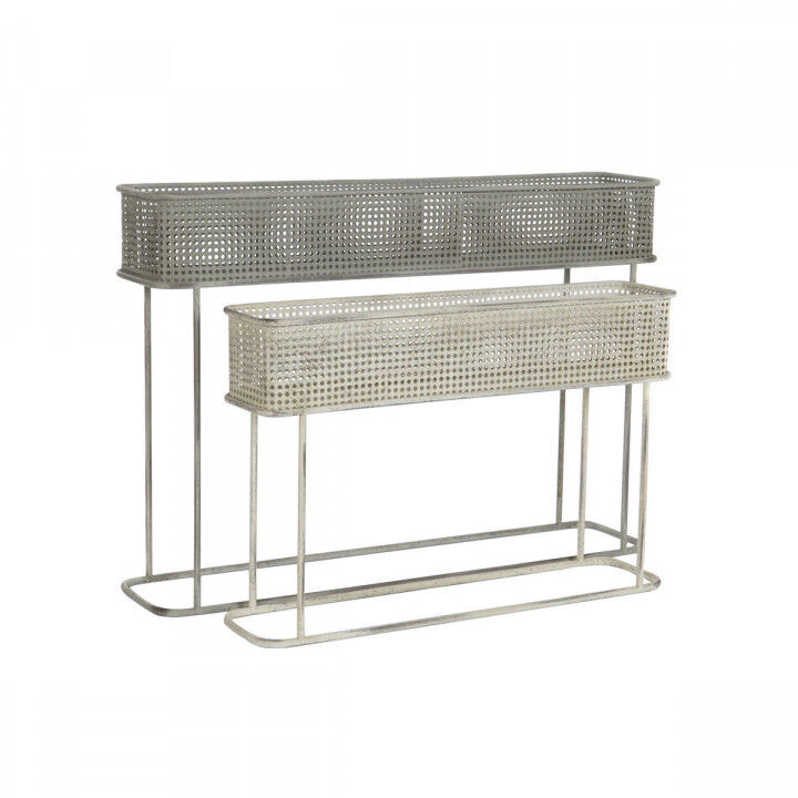 Satz Blumentöpfe DKD Home Decor 100 x 22 x 70 cm Grau Metall Weiß Vintage