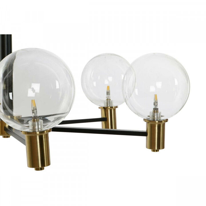 Plafondlamp DKD Home Decor 83 x 83 x 128 cm Kristal Zwart Gouden Metaal 9 W