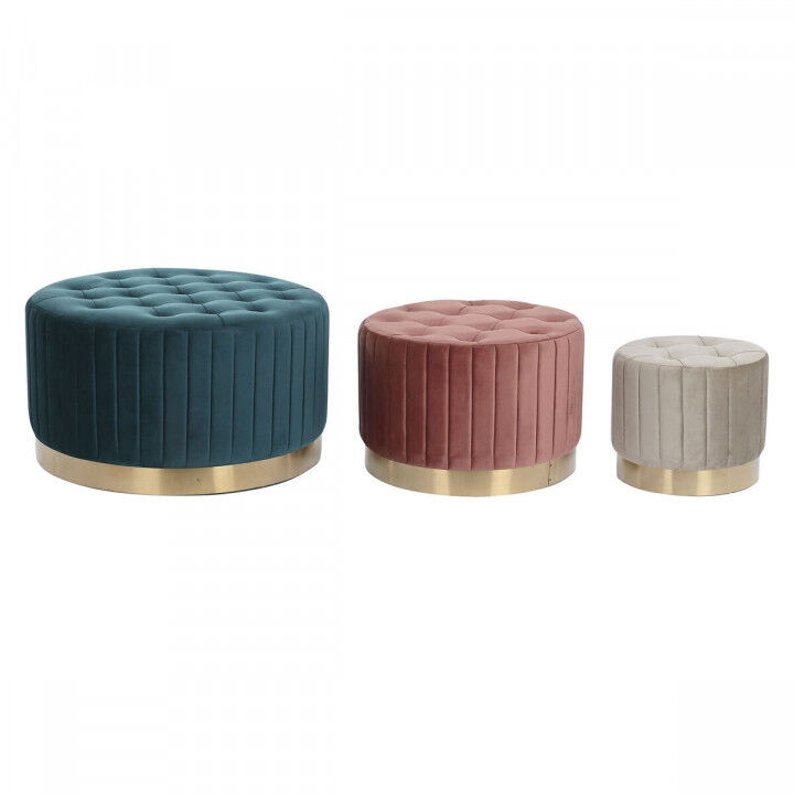 Voetensteun DKD Home Decor Groen Grijs Bordeaux Gouden Metaal Fluweel 80 x 80 x 45 cm