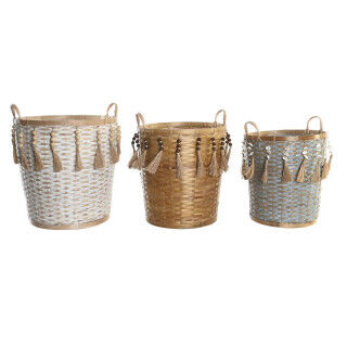 Set de basket DKD Home Decor Multicouleur Bambou (3 Pièces)