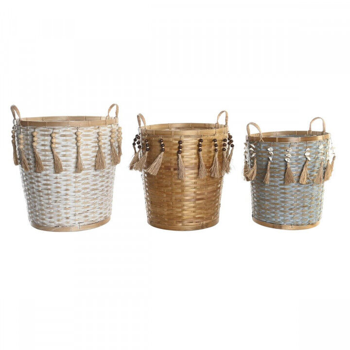 Juego de Cestas DKD Home Decor Multicolor Bambú (3 Piezas)