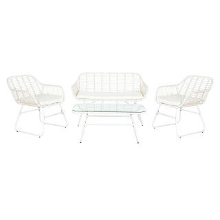 Meubles de jardin DKD Home Decor Blanc 124 x 74 x 84 cm (4 Pièces)