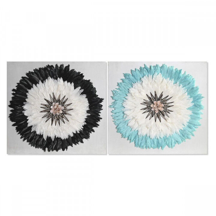 Wanddekoration DKD Home Decor Weiß Schwarz 60 x 6 x 60 cm (2 Stück)