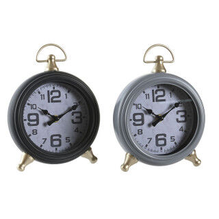 Horloge de table DKD Home Decor Noir Gris Doré Traditionnel (2 Unités)
