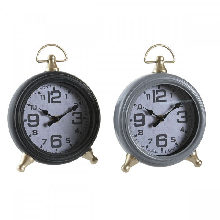 Horloge de table DKD Home Decor Noir Gris Doré Traditionnel (2 Unités)
