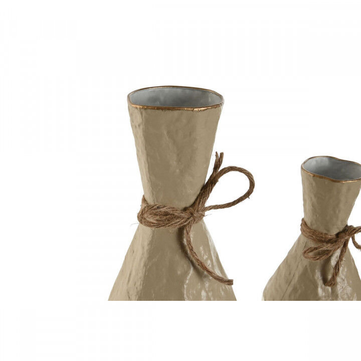 Set of 3 Vases Home ESPRIT White Golden Metal 14 x 14 x 67 cm (3 Pieces)