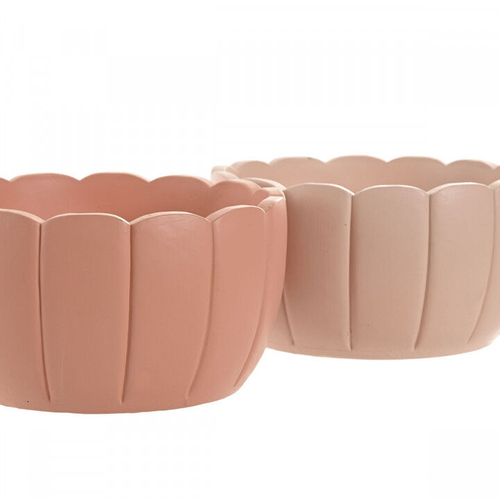 Vaso Home ESPRIT Terracotta Rosa chiaro Cemento Shabby Chic 18 x 18 x 10 cm (2 Pezzi) (2 Unità)