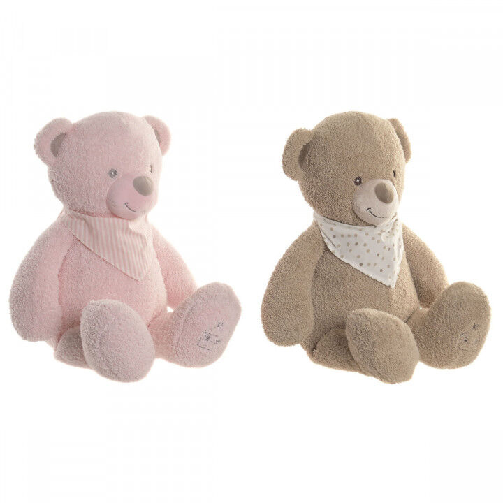 Peluche Home ESPRIT Marrone Rosa Poliestere Per bambini Orso (2 Unità)