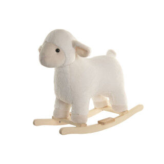 Sedia a Dondolo Home ESPRIT Bianco Naturale Pecora