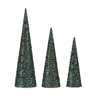 Christmas bauble Krist+ Blue Golden Sequins Christmas 16,5 x 60 x 16,5 cm Cones