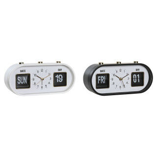 Orologio Sveglia DKD Home Decor Bianco Nero PVC 20 x 6 x 9,5 cm (2 Unità)