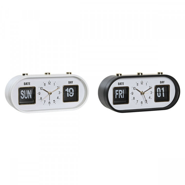 Reloj Despertador DKD Home Decor Blanco Negro PVC 20 x 6 x 9,5 cm (2 Unidades)