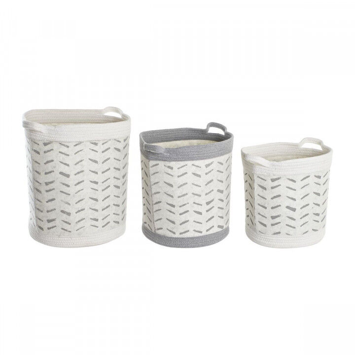Set de basket DKD Home Decor Blanc Gris 35 x 35 x 40 cm 3 Pièces