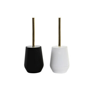Toiletborstel DKD Home Decor Wit Zwart Roestvrij staal polyestyreen 12 x 12 x 34,5 cm (2 Stuks)