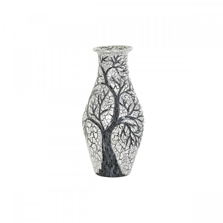 Jarrón DKD Home Decor Árbol Blanco Negro Blanco/Negro Cristal Terracota 29 x 29 x 60 cm