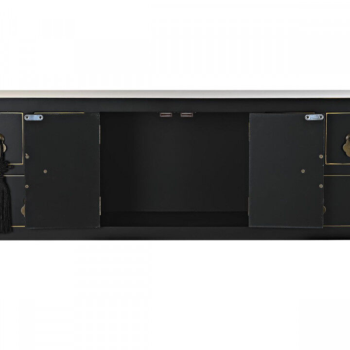 Bijzettafel DKD Home Decor 95 x 26 x 79 cm Spar Zwart Gouden Metaal Wit Hout MDF