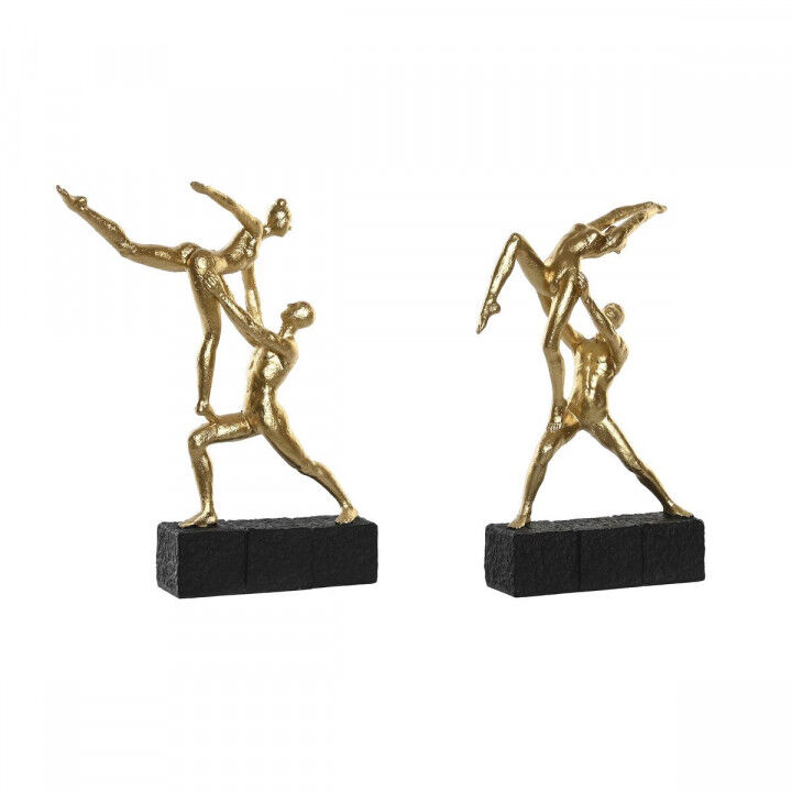 Decoratieve figuren DKD Home Decor 21 x 5,5 x 25,5 cm Zwart Gouden Gymnast (2 Stuks)
