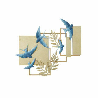 Wanddecoratie DKD Home Decor Blauw Gouden Vogel 84,5 x 8,3 x 72,4 cm