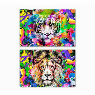 Canvas DKD Home Decor Lion Modern (70 x 1,8 x 50 cm) (2 Units)