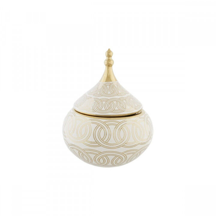 Potiche DKD Home Decor Blanc Doré Porcelaine Oriental Chrome 18 x 18 x 22 cm