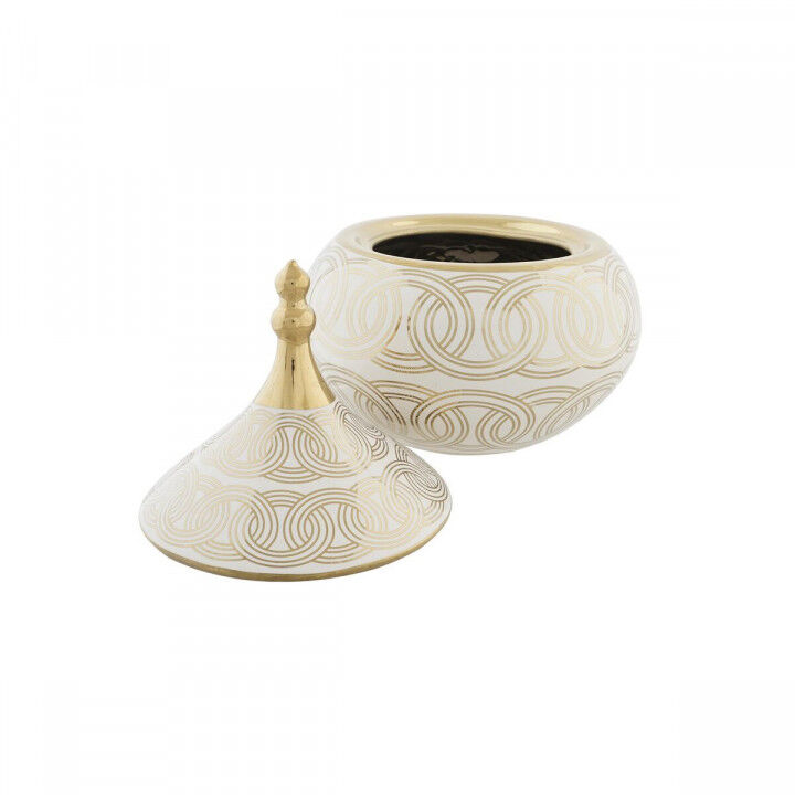 Vaso DKD Home Decor Bianco Dorato Porcellana Orientale Cromato 18 x 18 x 22 cm
