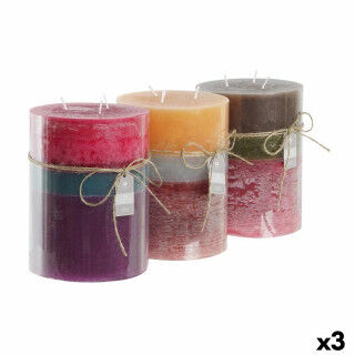 Kaars DKD Home Decor Blauw Bruin Groen 14,5 x 14,5 x 20 cm (3 Stuks)