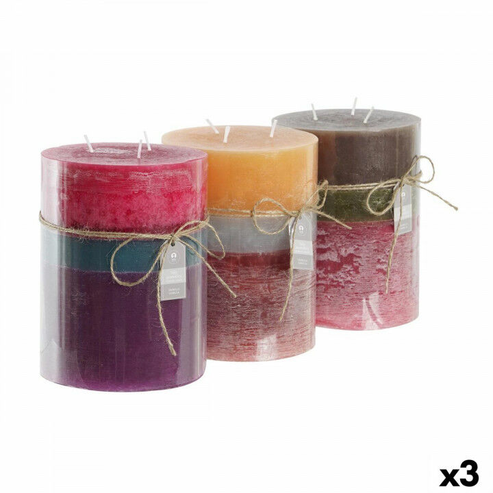 Kaars DKD Home Decor Blauw Bruin Groen 14,5 x 14,5 x 20 cm (3 Stuks)