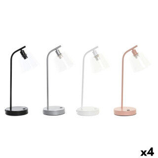 Desk lamp DKD Home Decor 22 x 15 x 46 cm Crystal Silver Black Grey Pink Metal White 220 V 40 W 25 W 4 Pieces