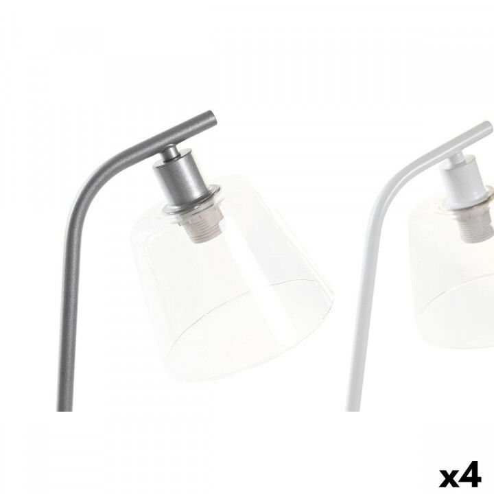 Tischlampe DKD Home Decor 22 x 15 x 46 cm Kristall Silberfarben Schwarz Grau Rosa Metall Weiß 220 V 40 W 25 W 4 Stücke