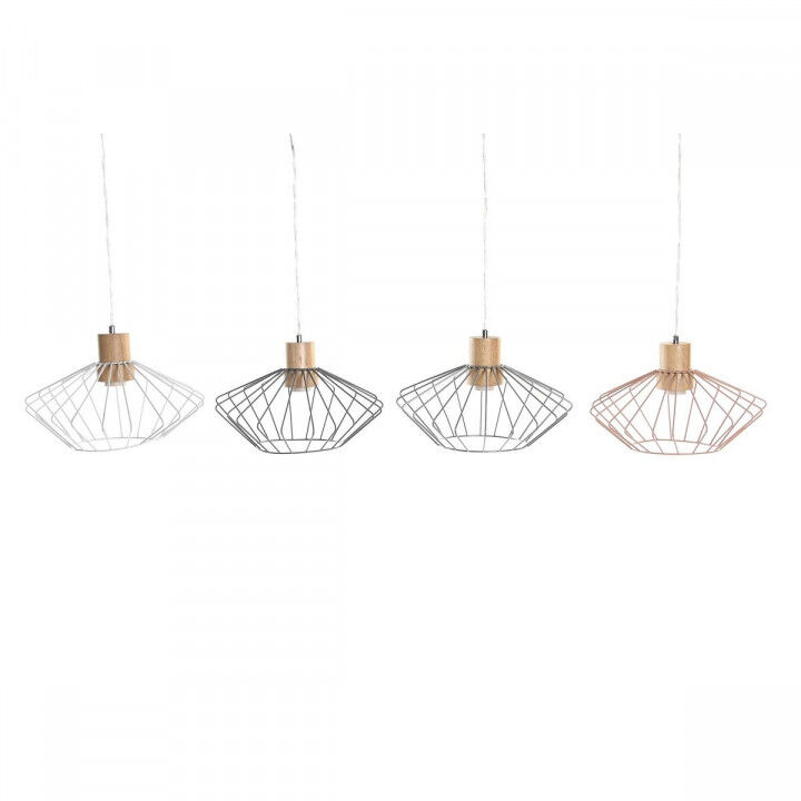 Suspension DKD Home Decor 34 x 34 x 21 cm Argenté Noir Gris Rose Métal Blanc 50 W 60 W Pin