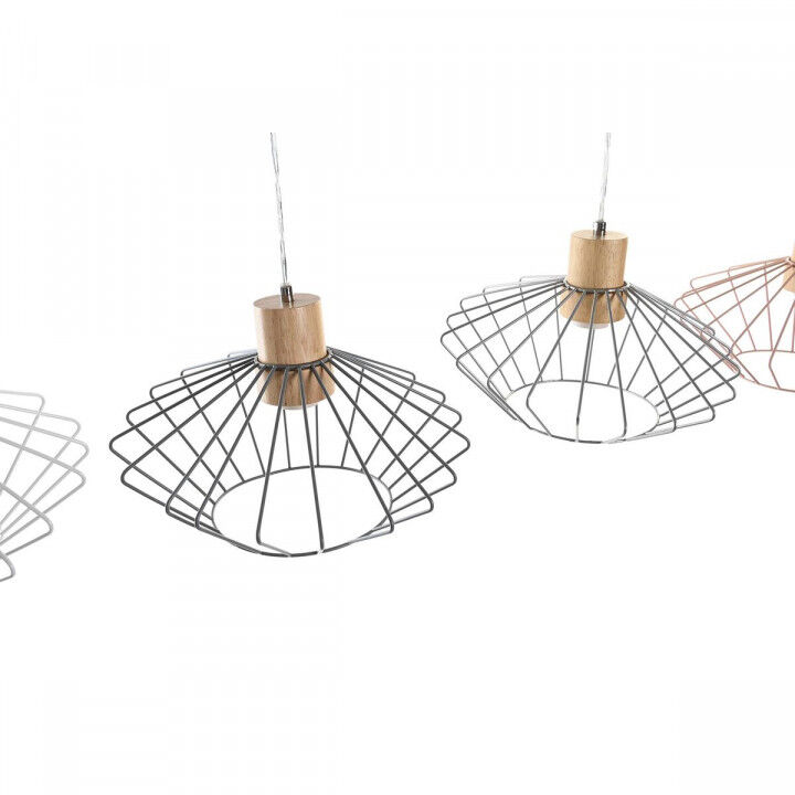 Lampadario DKD Home Decor 34 x 34 x 21 cm Argentato Nero Grigio Rosa Metallo Bianco 50 W 60 W Pino