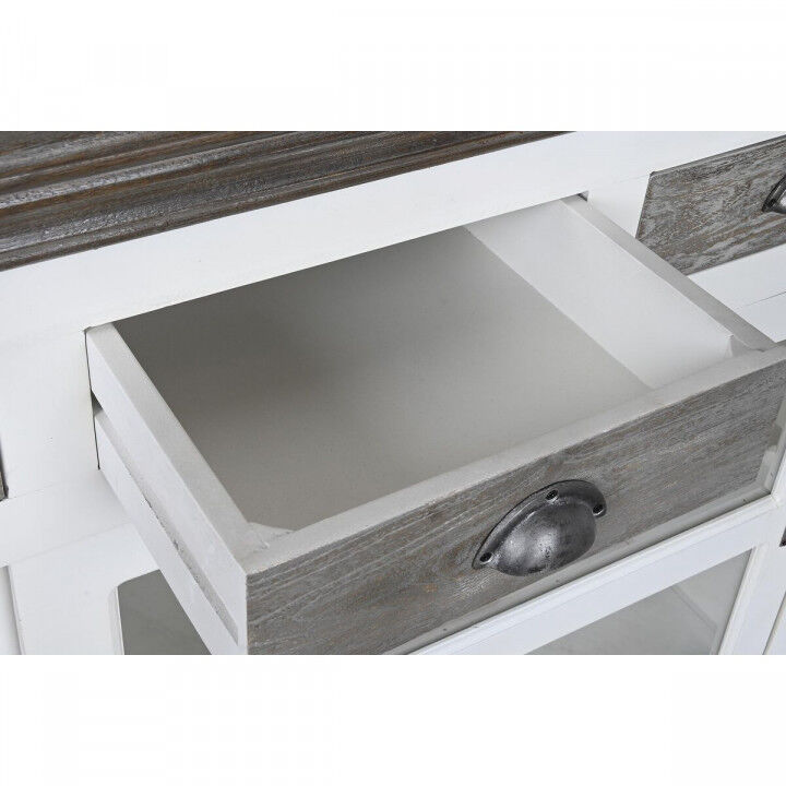 Aparador DKD Home Decor Blanco Gris Marrón oscuro Cristal Madera de mango 165 x 45,7 x 105,4 cm