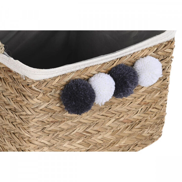 Set de basket DKD Home Decor Fibre naturelle Pompons 33 x 33 x 25 cm
