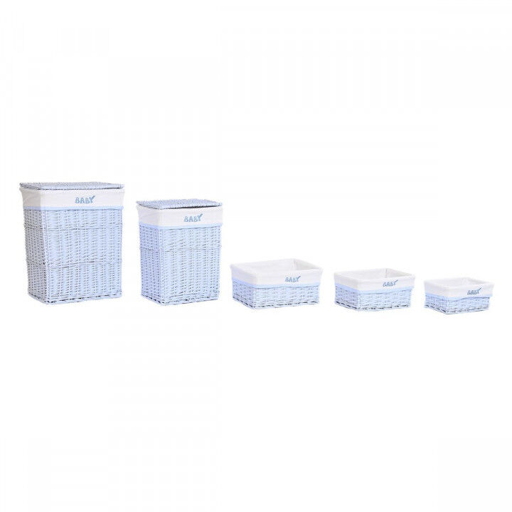 Set di Cesti DKD Home Decor Azzurro Celeste vimini Per bambini 44 x 34 x 56 cm 5 Pezzi