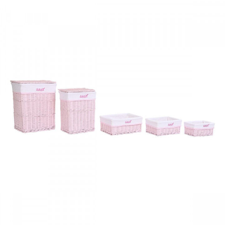 Panier à linge DKD Home Decor Rose osier Enfant 44 x 34 x 56 cm 5 Pièces