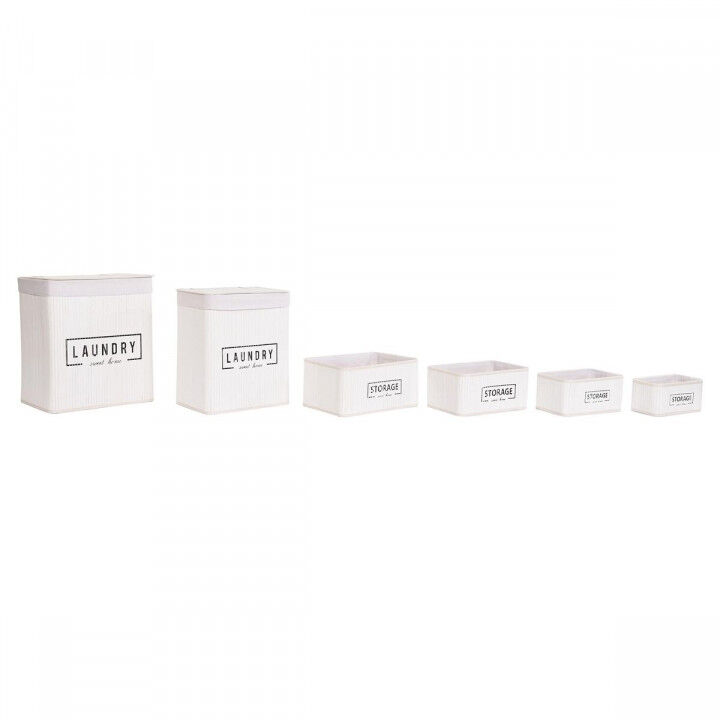 Juego de Cestos DKD Home Decor Blanco Bambú 40 x 30 x 46 cm 5 Piezas