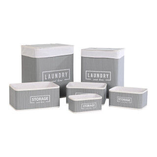 Set di Cesti DKD Home Decor Grigio scuro Bambù 40 x 30 x 46 cm 5 Pezzi