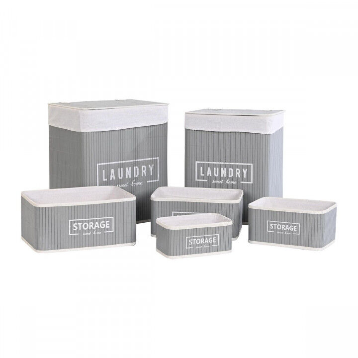 Set di Cesti DKD Home Decor Grigio scuro Bambù 40 x 30 x 46 cm 5 Pezzi