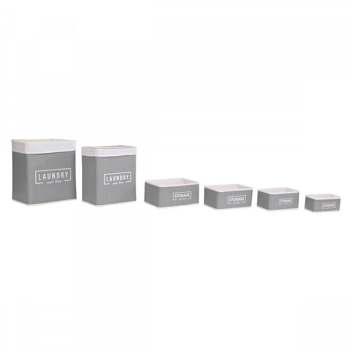 Set di Cesti DKD Home Decor Grigio scuro Bambù 40 x 30 x 46 cm 5 Pezzi