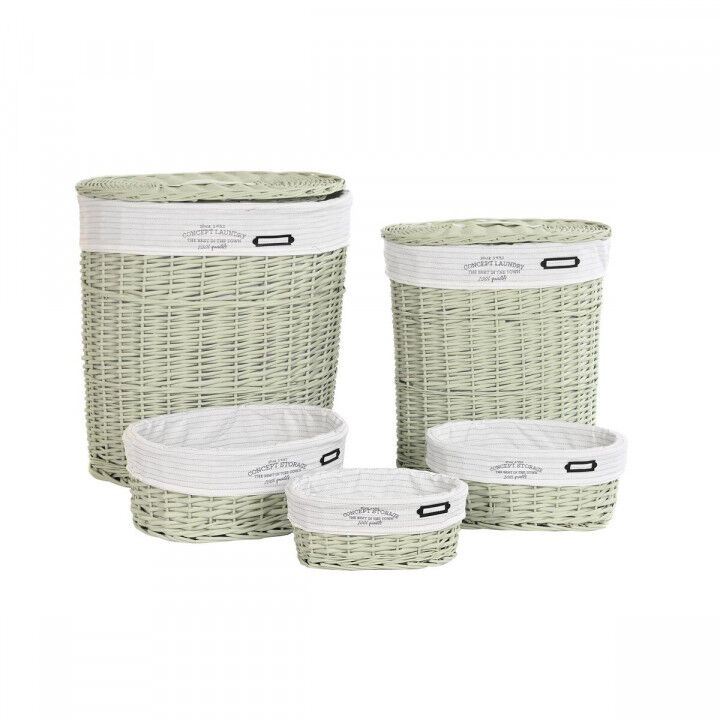Set of Baskets DKD Home Decor Green wicker 51 x 37 x 56 cm 5 Pieces