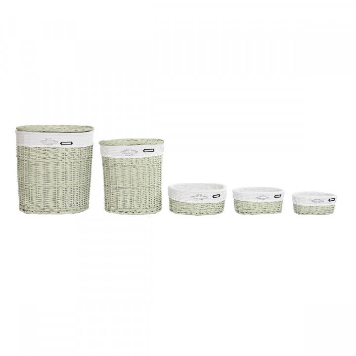 Set of Baskets DKD Home Decor Green wicker 51 x 37 x 56 cm 5 Pieces