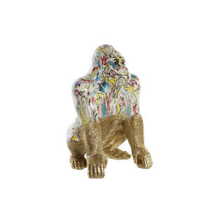 Figura Decorativa DKD Home Decor 28,5 x 26,5 x 41 cm Dorado Multicolor Gorila