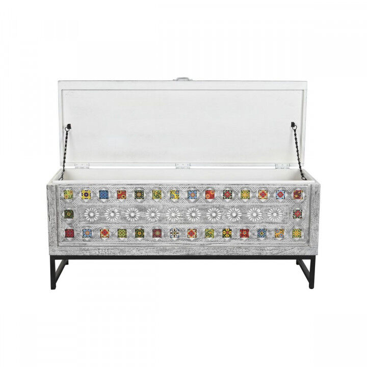 Chest DKD Home Decor Ceramic Grey White Mango wood (116 x 40 x 50 cm)