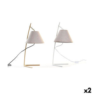 Desk lamp DKD Home Decor Golden Metal Linen White 50 W Modern (25 x 31 x 57 cm) (2 Units)