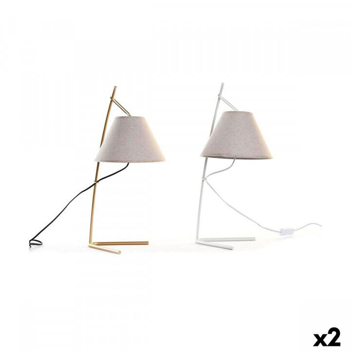 Desk lamp DKD Home Decor Golden Metal Linen White 50 W Modern (25 x 31 x 57 cm) (2 Units)