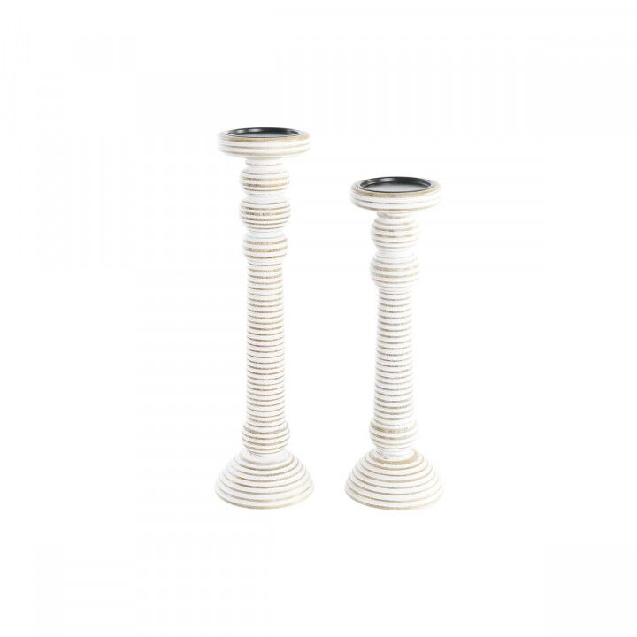 Portacandele DKD Home Decor Ferro Legno di mango Decapaggio (2 Pezzi) (15 x 15 x 53 cm)