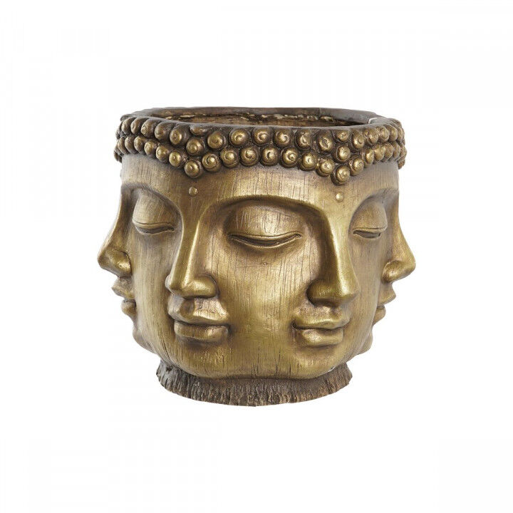 Planter DKD Home Decor Golden Wood Magnesium Circular Buddha Oriental 34 x 34 x 30 cm 30 x 34 x 30 cm
