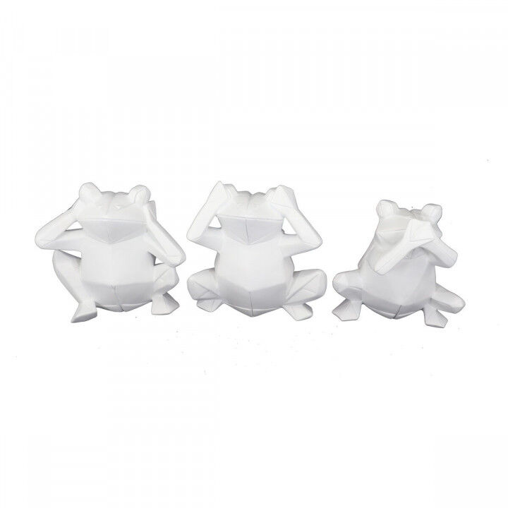 Decoratieve figuren DKD Home Decor 18,5 x 13 x 17,8 cm Wit Kikker (3 Stuks)